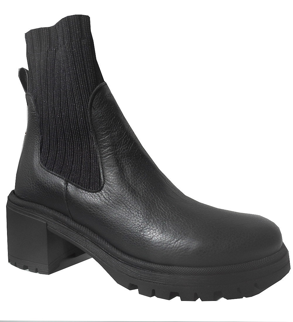Boots Montantes Femme Black de REQINS modèle Dita-cuir MINI PRIX