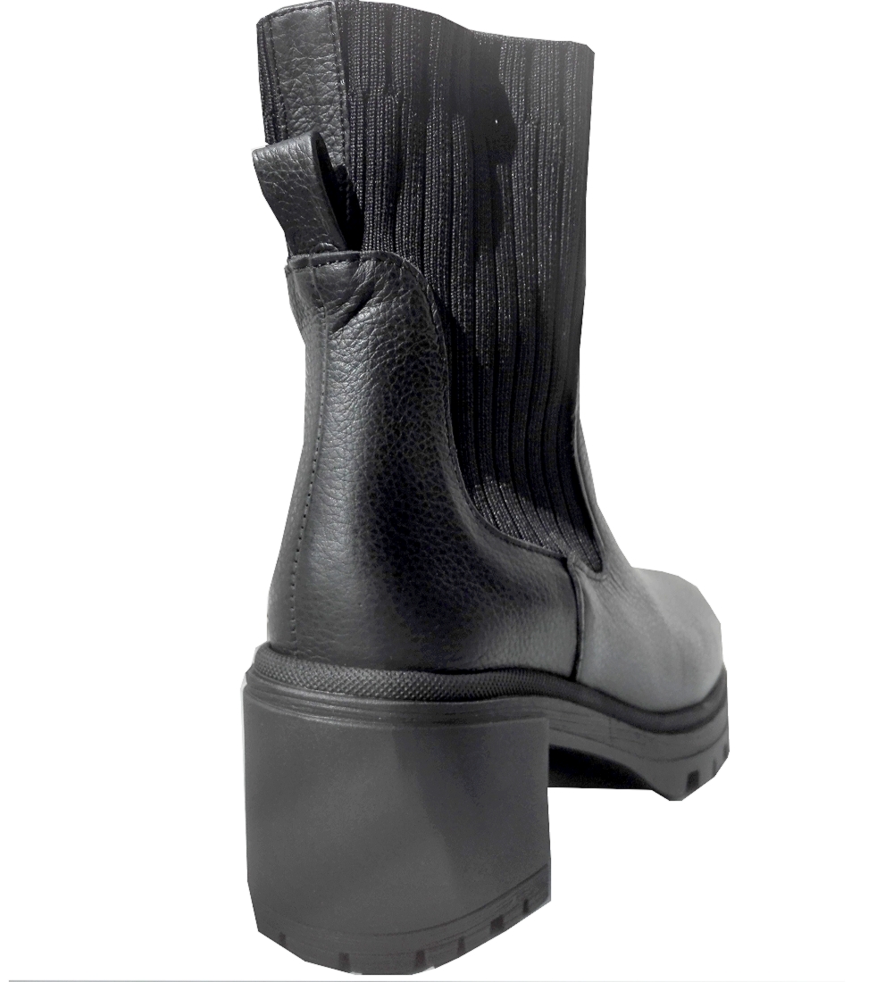 Boots Montantes Femme Black de REQINS modèle Dita-cuir MINI PRIX