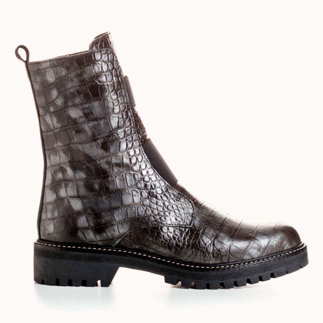 Boots Montantes Femme Gris de REQINS modèle Dusky-Alligator