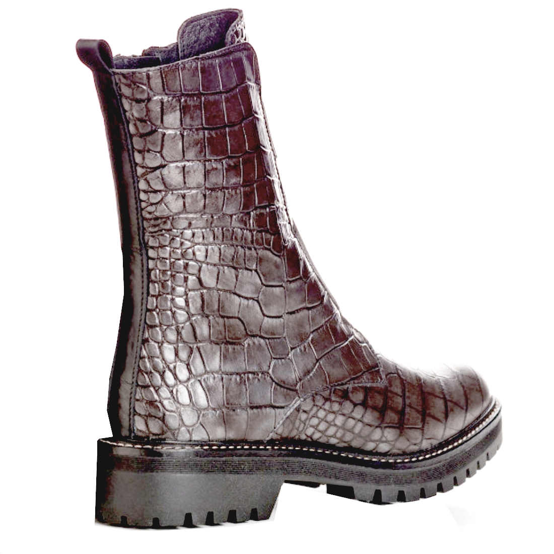 Boots Montantes Femme Gris de REQINS modèle Dusky-Alligator  MINI PRIX