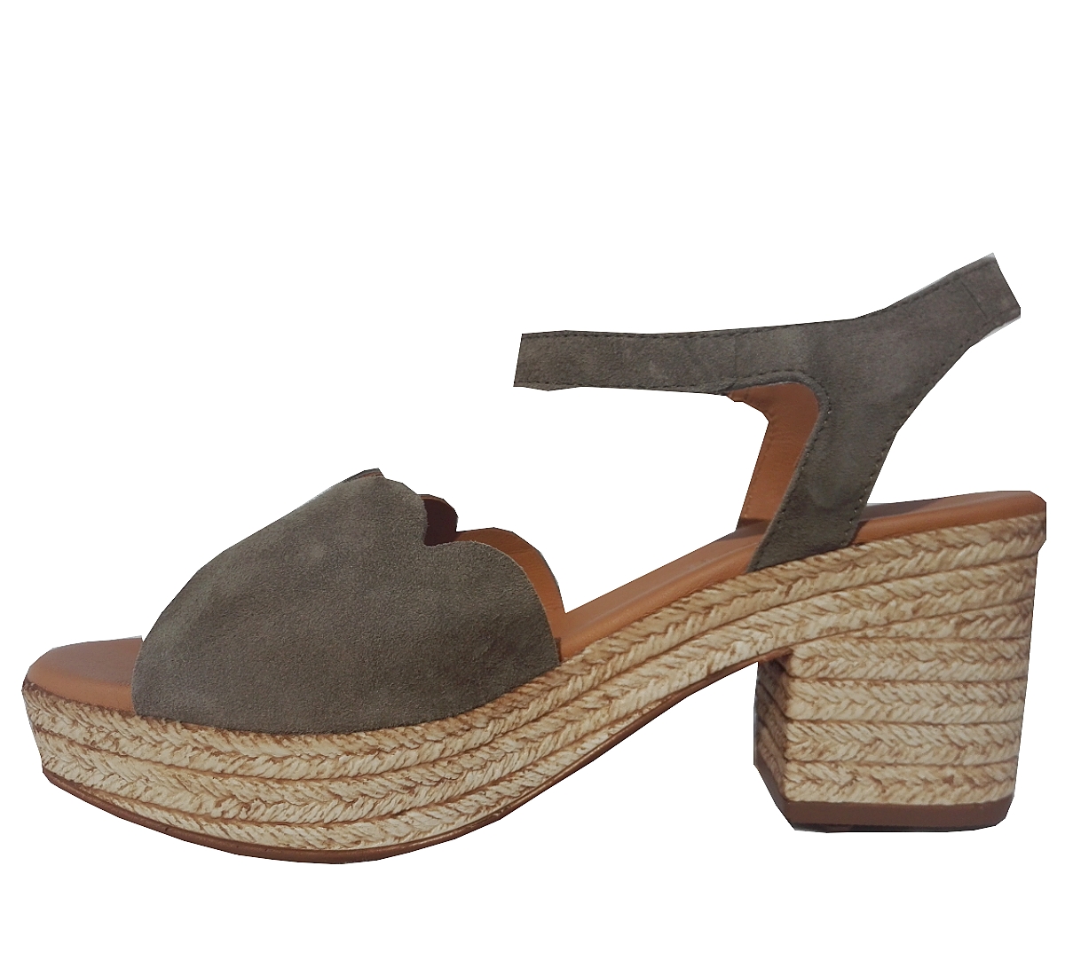Sandale Nu-pieds cuir Aliwell  Femme Talon 7cm  Kaki