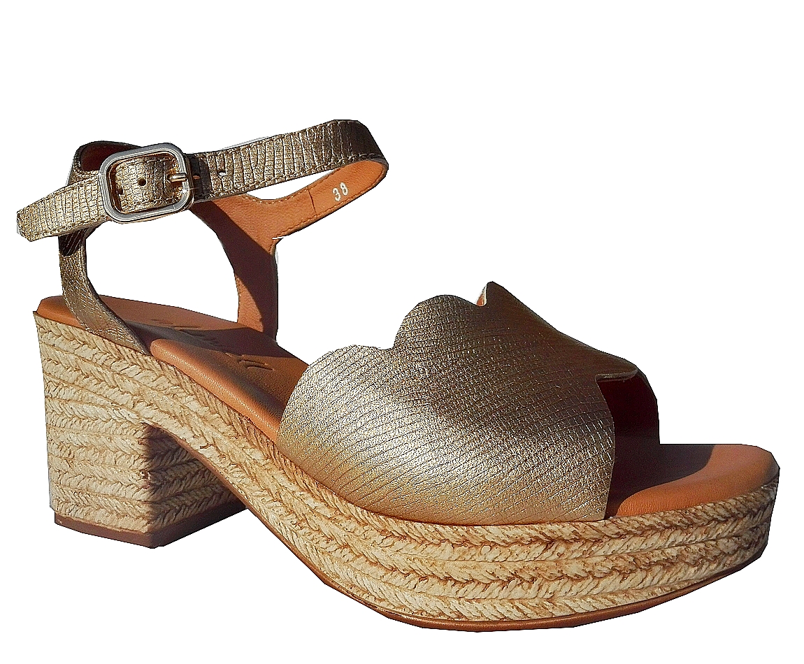 Sandale Nu-pieds cuir Aliwell  Femme Talon 7cm  OR