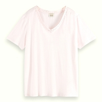 T.Shirt mc Col V Femme  Scotch & Soda  Pink 